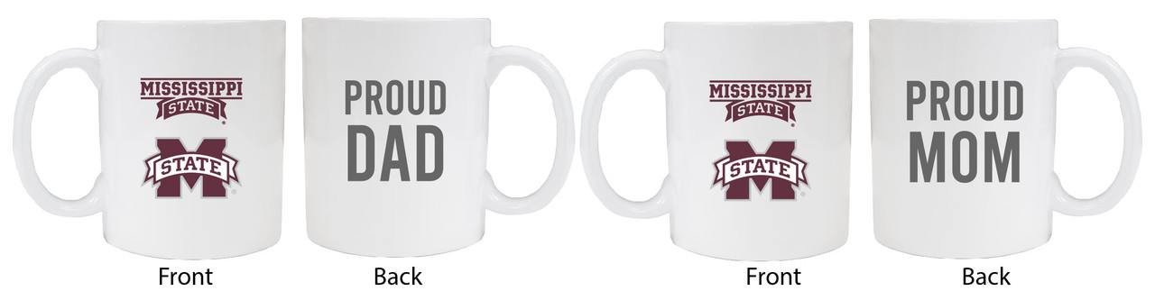 Mississippi State Bulldogs Proud Mom And Dad White Ceramic Coffee Mug 2 pack (White).