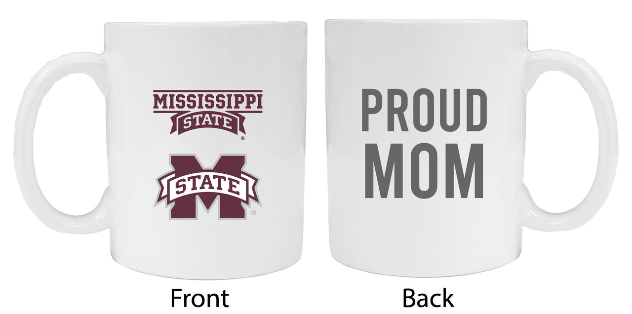 Mississippi State Bulldogs Proud Mom White Ceramic Coffee Mug 2-Pack (White).