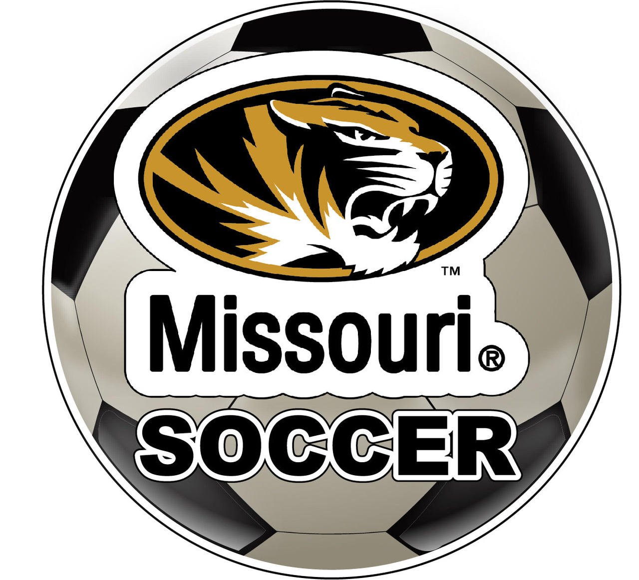 Missouri Tigers 4-Inch Round Soccer Ball Vinyl Decal Sticker
