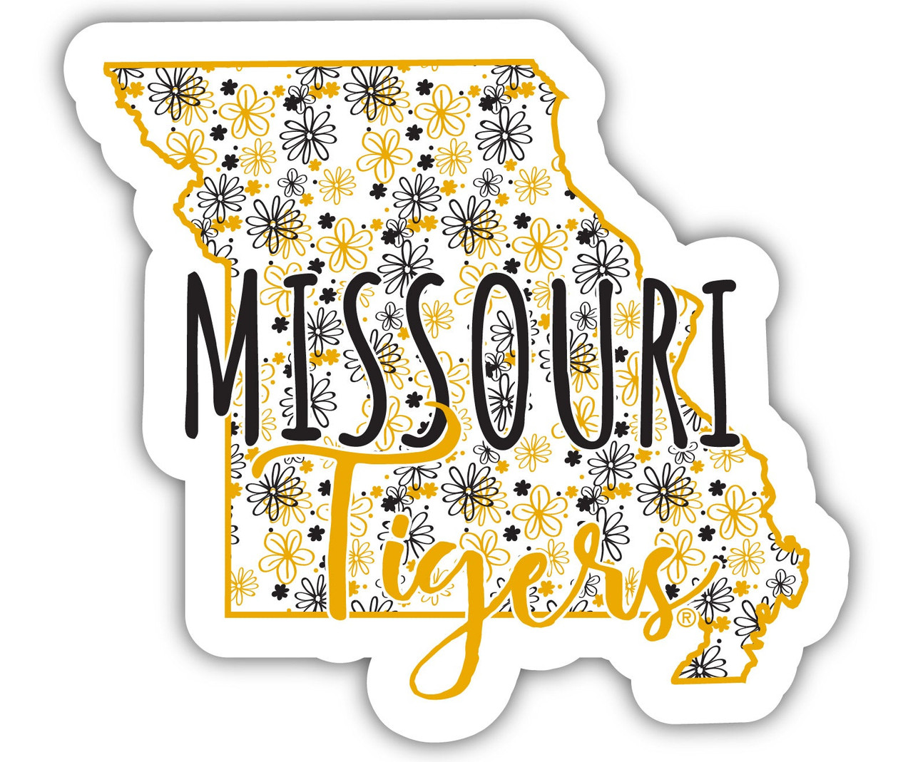 Missouri Tigers Floral State Die Cut Decal 2-Inch