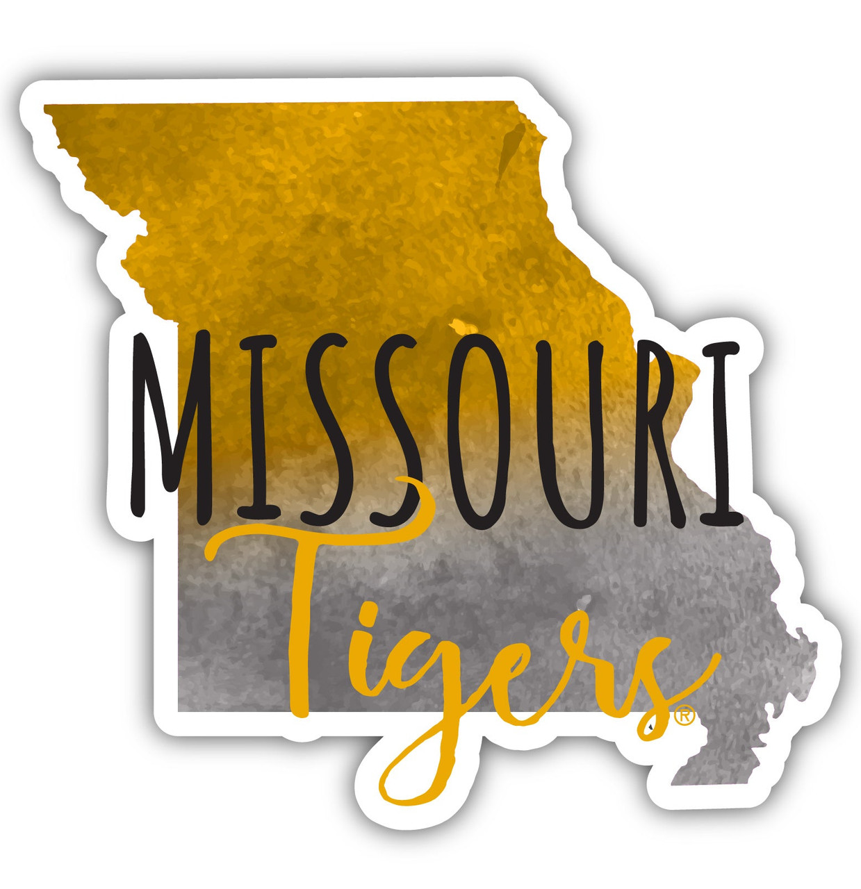 Missouri Tigers Watercolor State Die Cut Decal 4-Inch