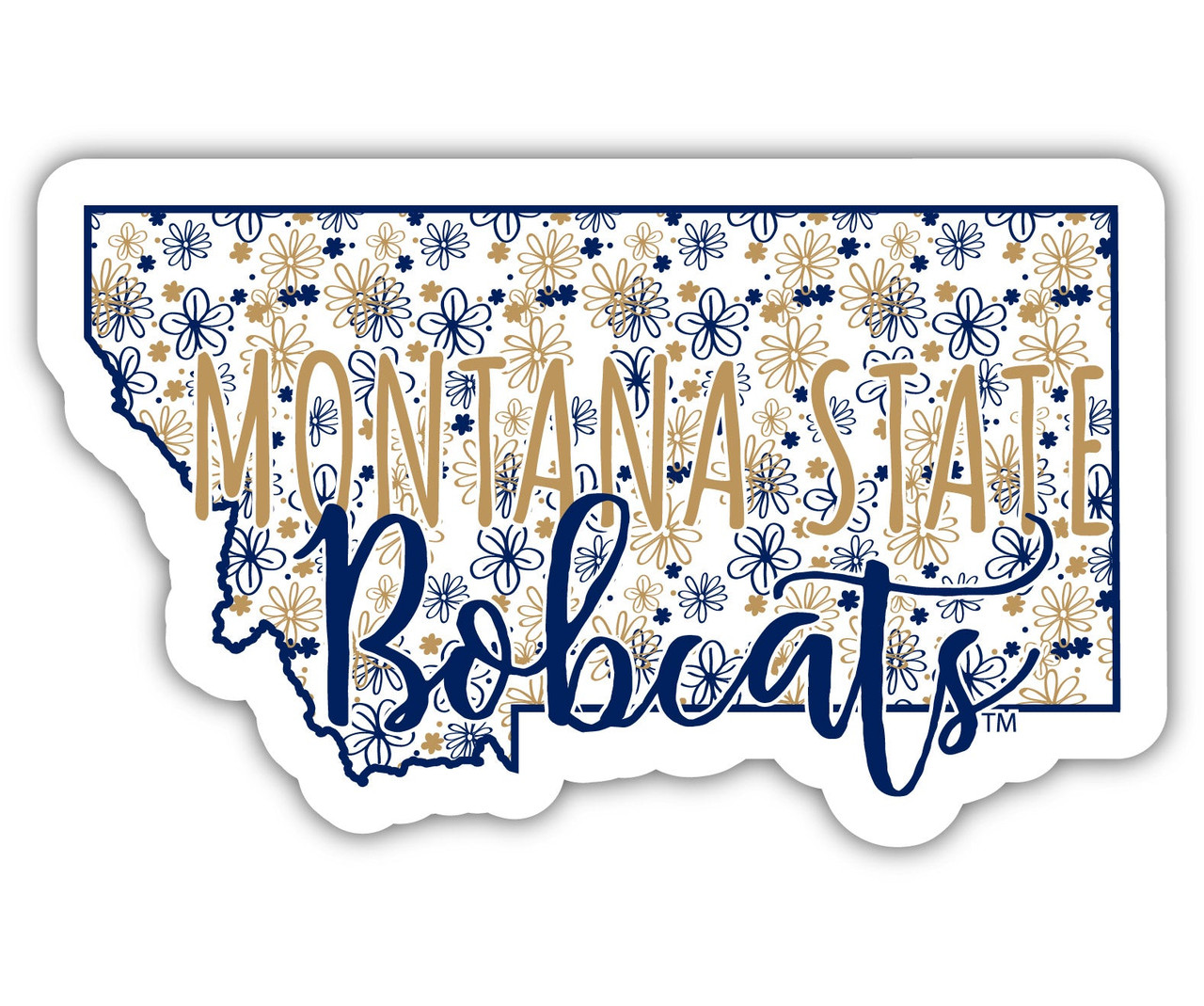 Montana State Bobcats Floral State Die Cut Decal 2-Inch