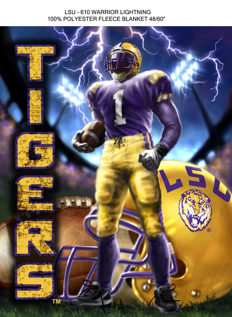 LSU FLEECE BLANKET-University of Louisiana Scenic Fleece Blanket-Lightning Bolt Design