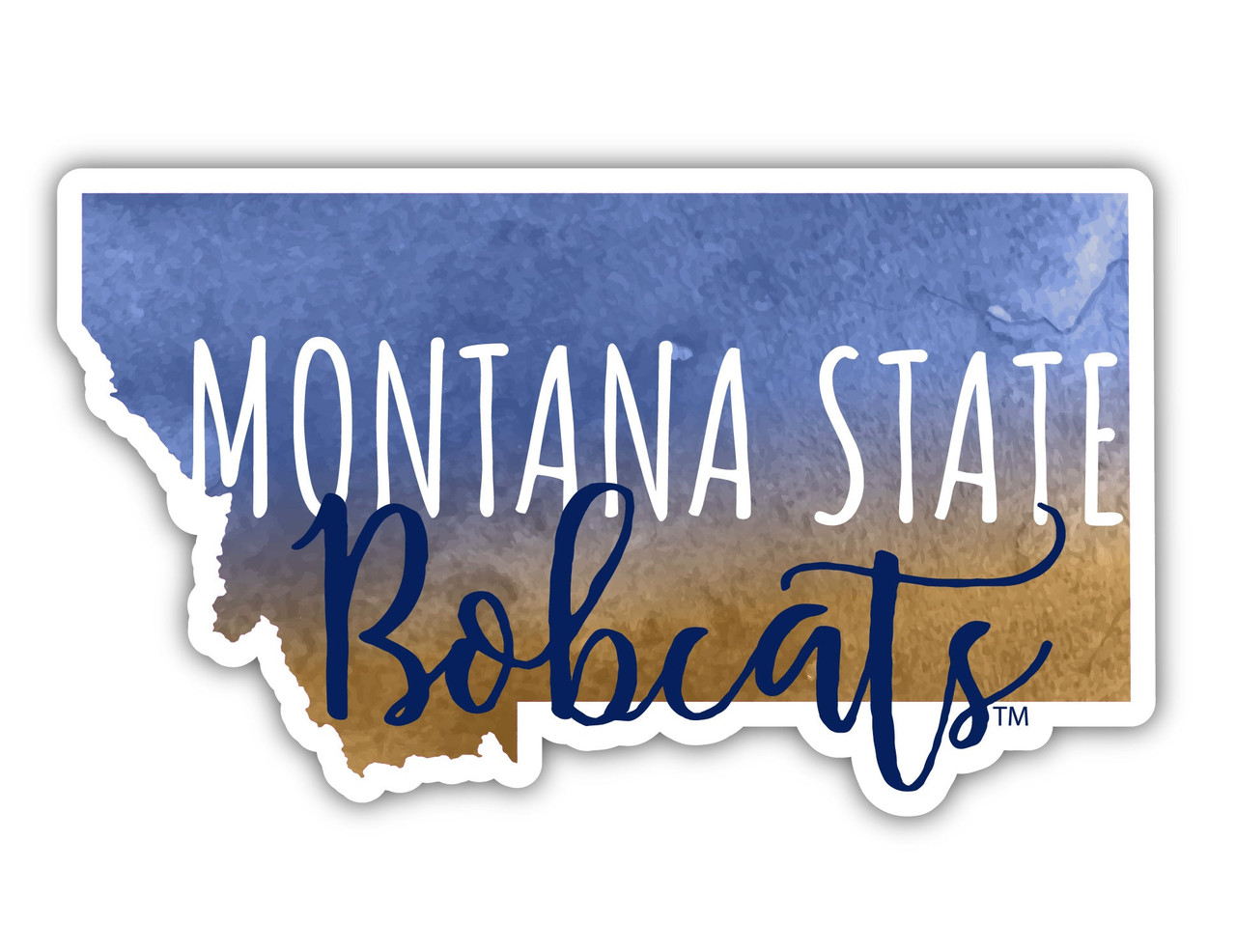 Montana State Bobcats Watercolor State Die Cut Decal 4-Inch