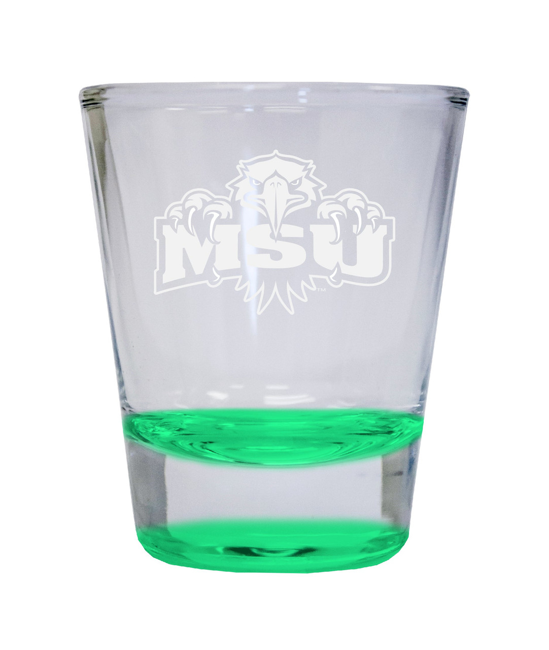 Morehead State University Etched Round Shot Glass 2 oz Green