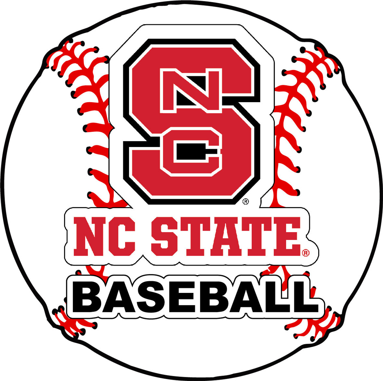 NC State Wolfpack 4-Inch Round Baseball Vinyl Decal Sticker