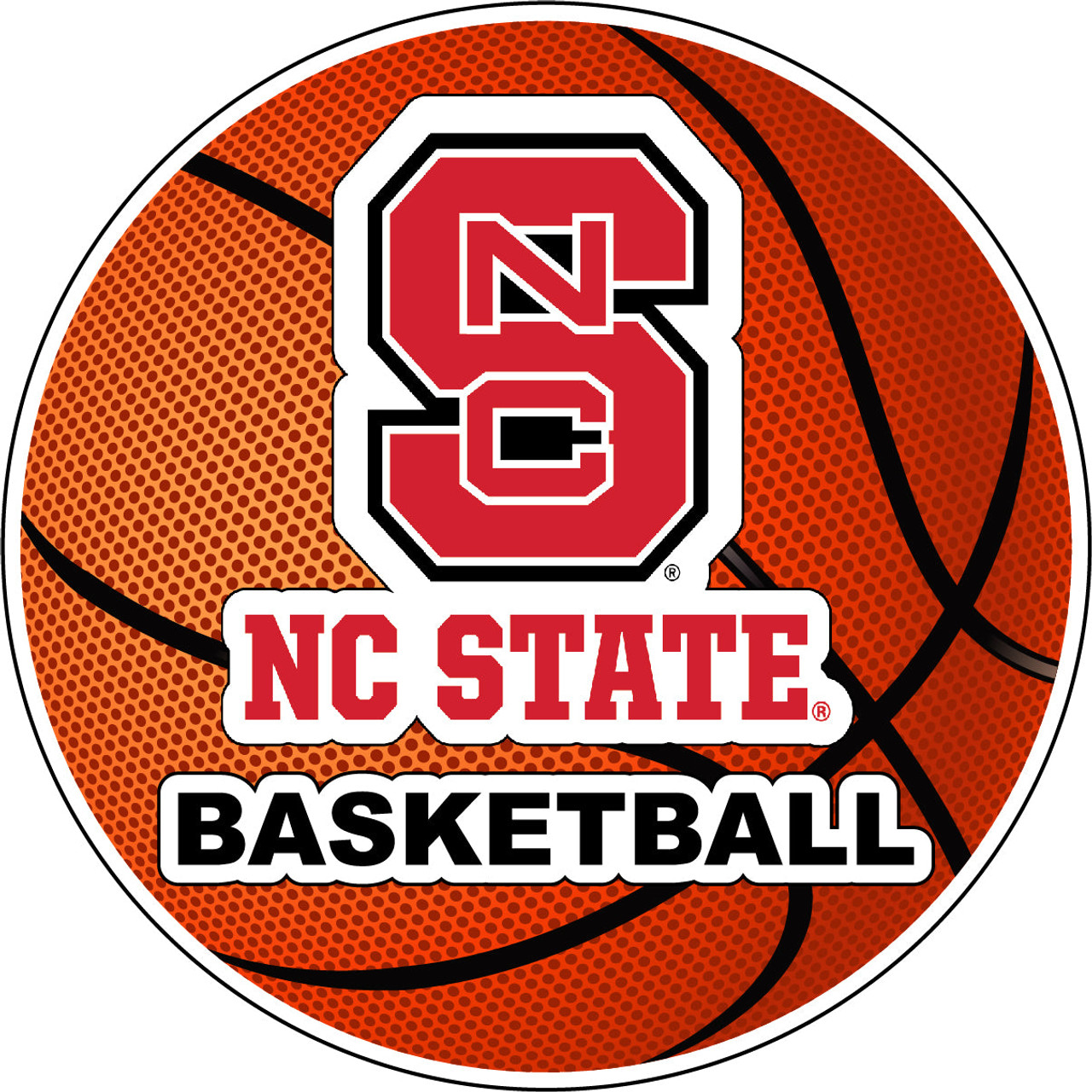 NC State Wolfpack 4-Inch Round Basketball Vinyl Decal Sticker