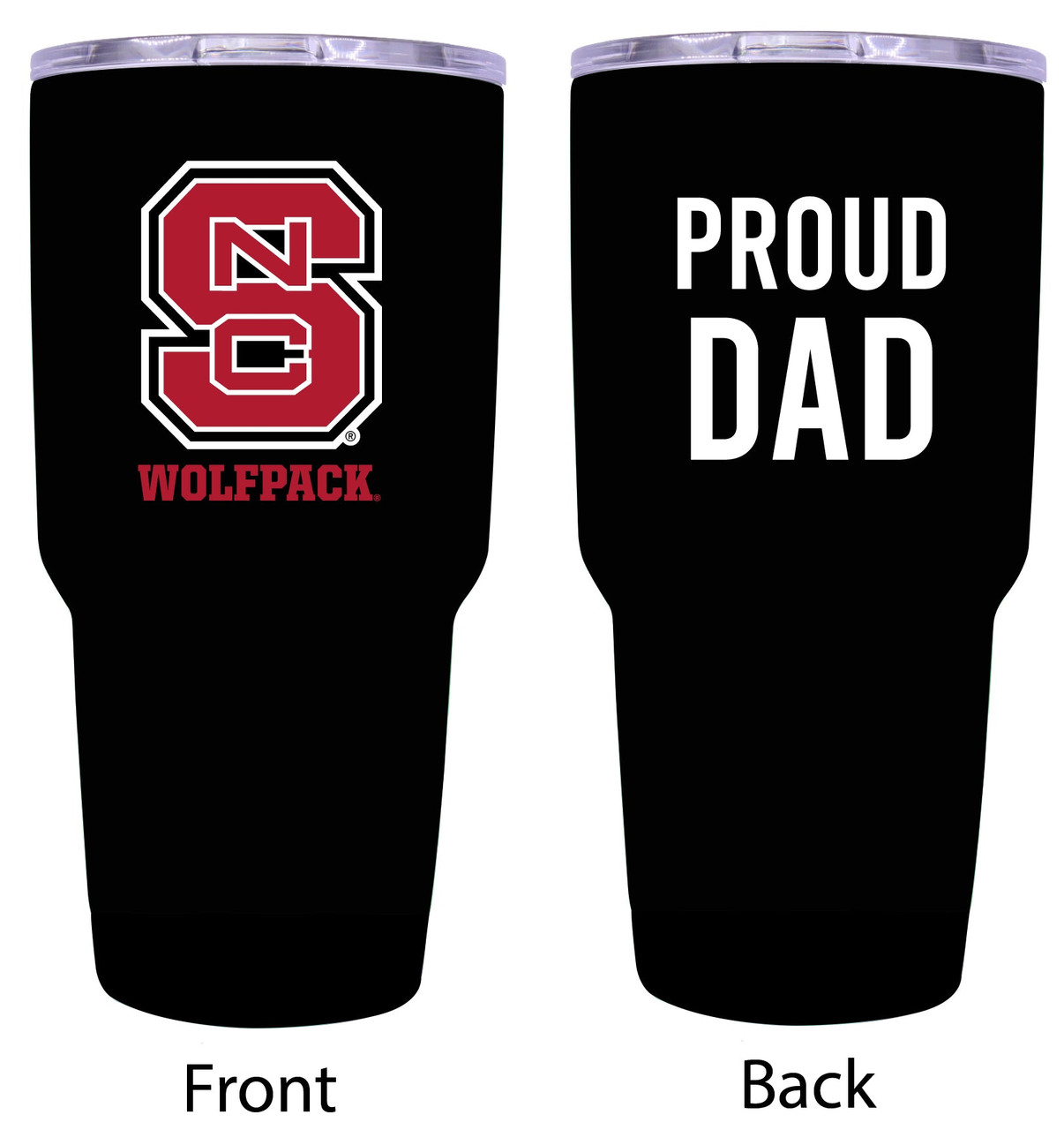NC State Wolfpack Proud Dad 24 oz Insulated Stainless Steel Tumblers Black.