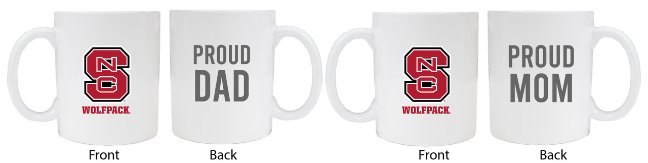 NC State Wolfpack Proud Mom And Dad White Ceramic Coffee Mug 2 pack (White).