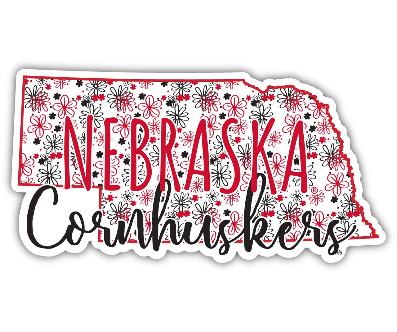 Nebraska Cornhuskers Floral State Die Cut Decal 2-Inch