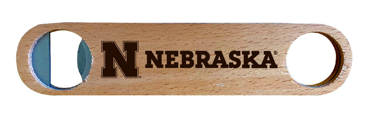 Nebraska Cornhuskers Laser Etched Wooden Bottle Opener College Logo Design