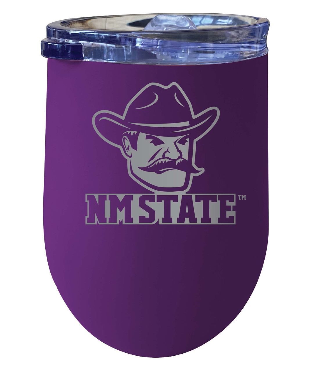 New Mexico State University Pistol Pete 12 oz Etched Insulated Wine Stainless Steel Tumbler Purple