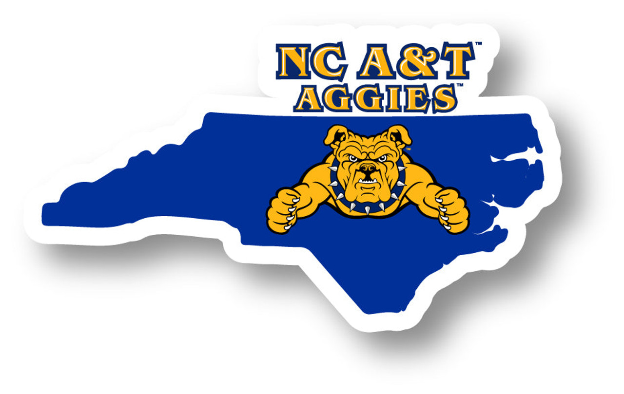 North Carolina A&T State Aggies 4 Inch State Shape Vinyl Decal Sticker