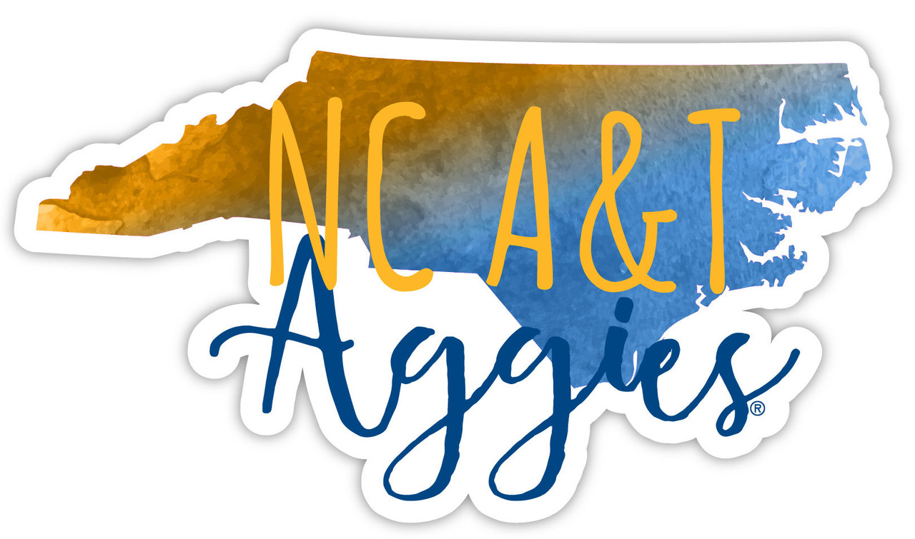 North Carolina A&T State Aggies Watercolor State Die Cut Decal 2-Inch