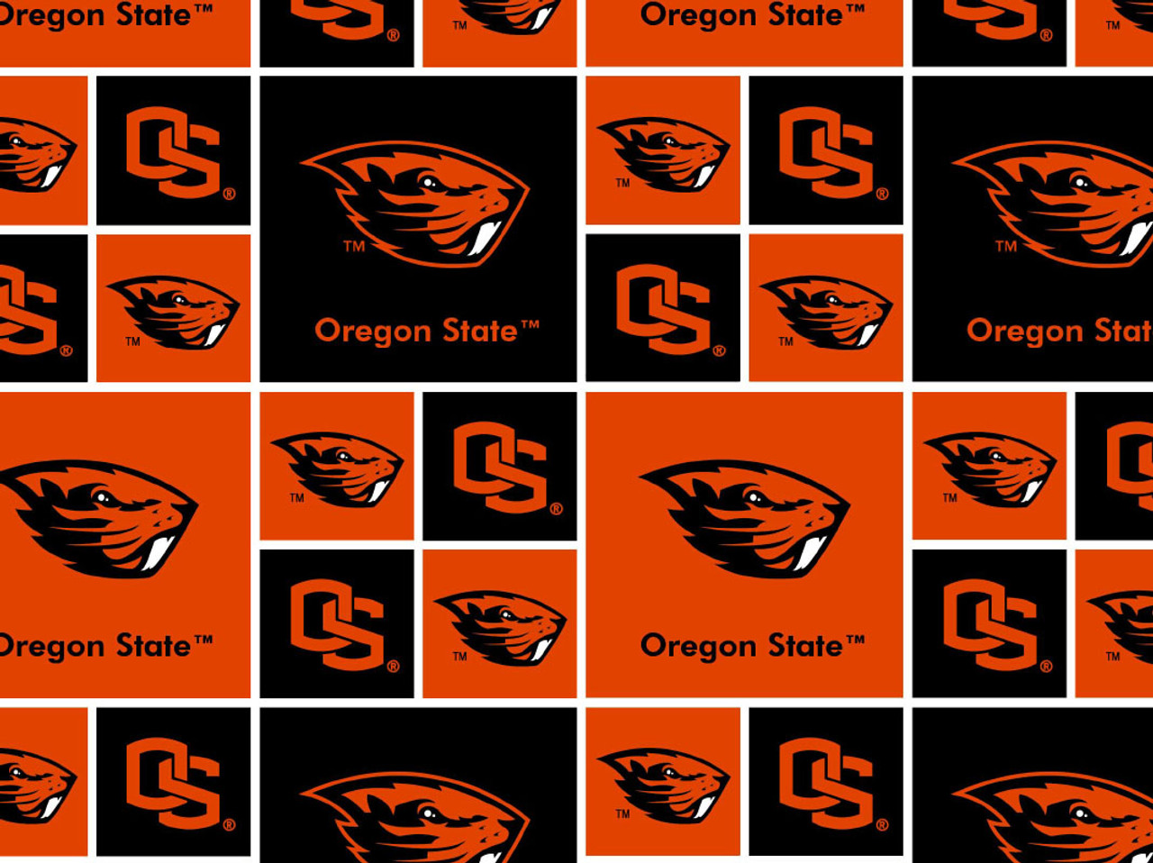 Oregon State University Beavers Cotton Fabric with Geometric Print or Matching Solid Cotton Fabrics