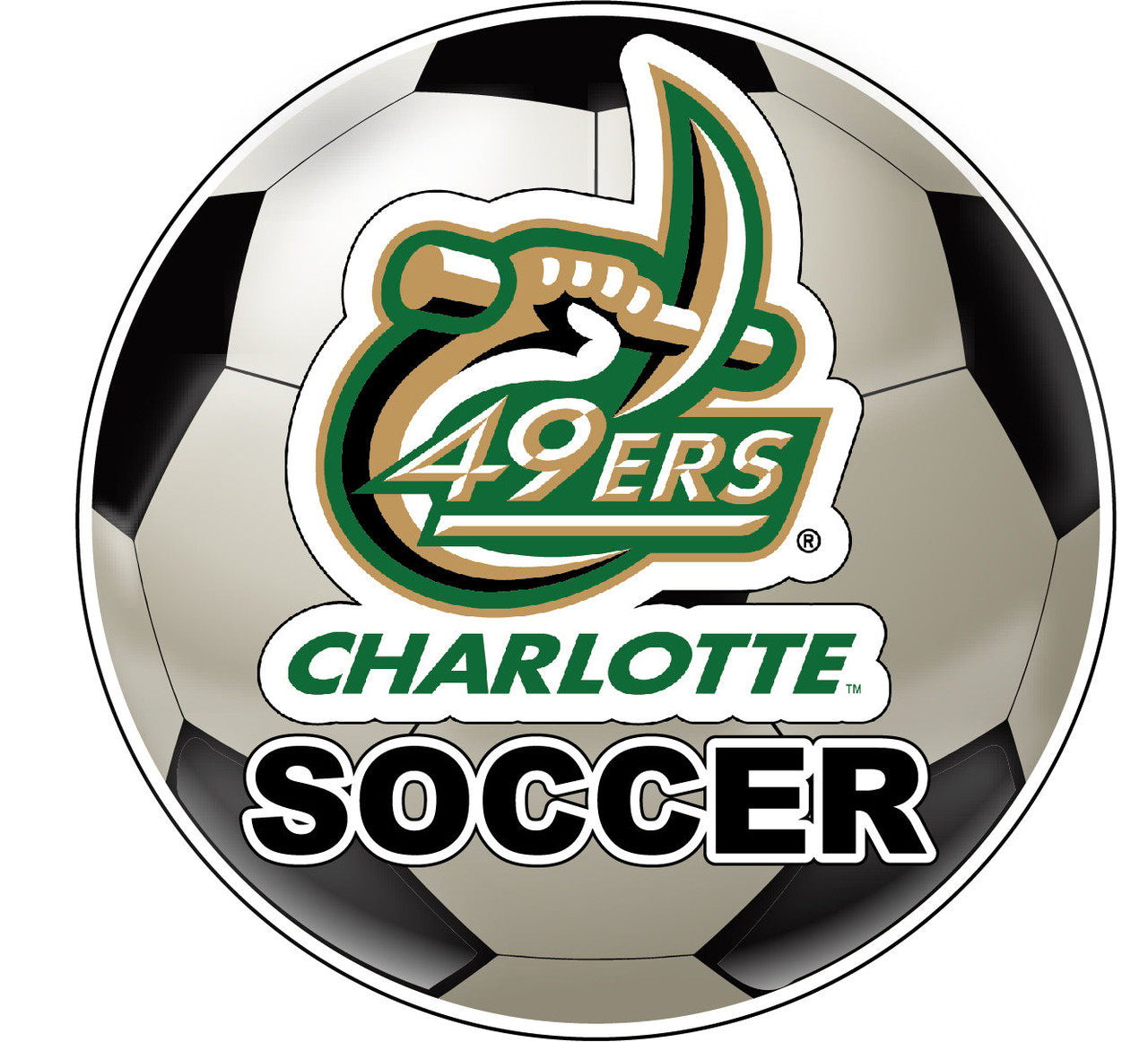 North Carolina Charlotte Forty-Niners 4-Inch Round Soccer Ball Vinyl Decal Sticker