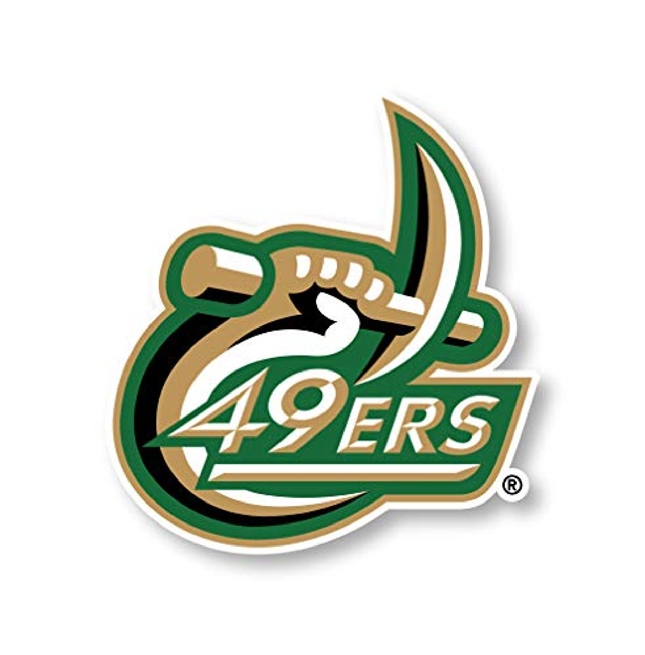 North Carolina Charlotte Forty-Niners 6 Inch Vinyl Mascot Decal Sticker 4-Pack
