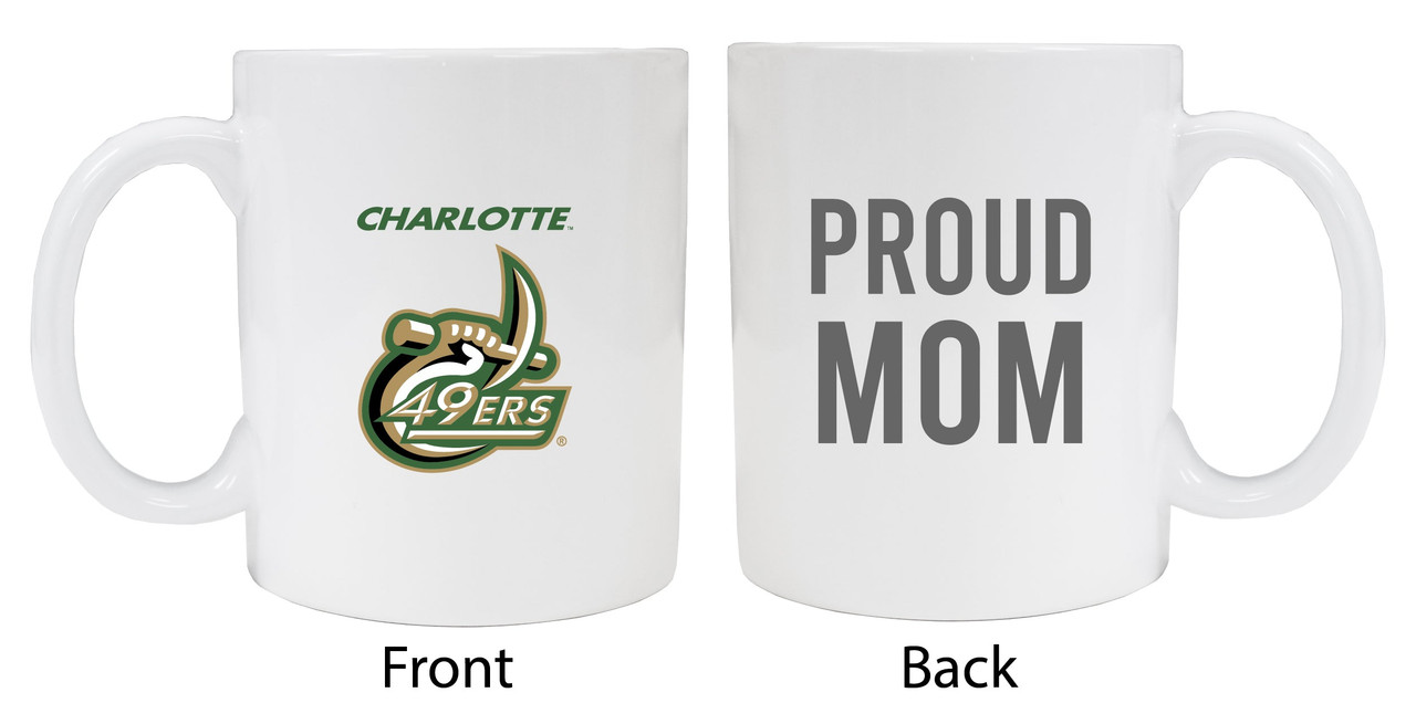 North Carolina Charlotte Forty-Niners Proud Mom White Ceramic Coffee Mug 2-Pack (White).