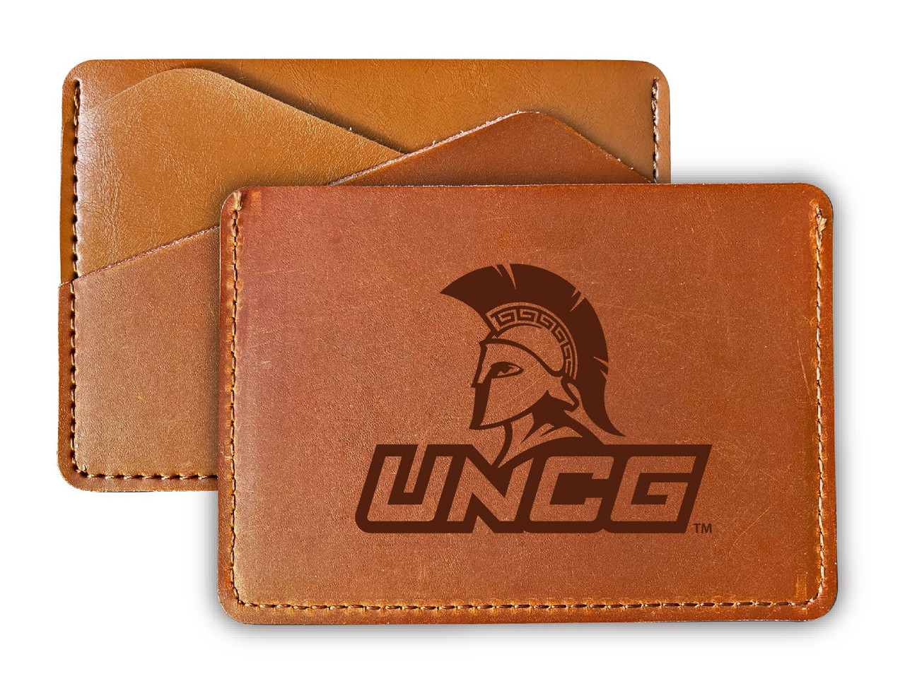 North Carolina Greensboro Spartans College Leather Card Holder Wallet