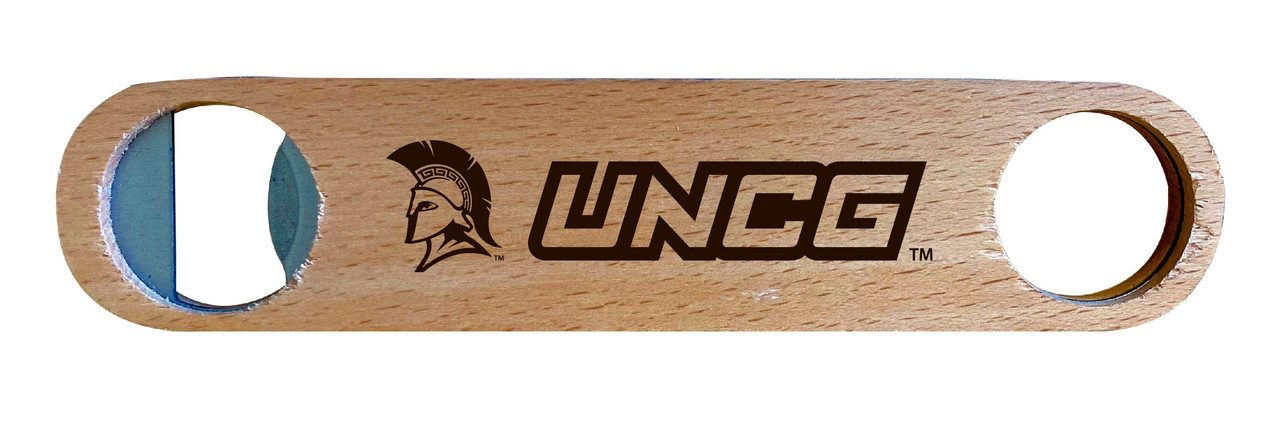 North Carolina Greensboro Spartans Laser Etched Wooden Bottle Opener College Logo Design
