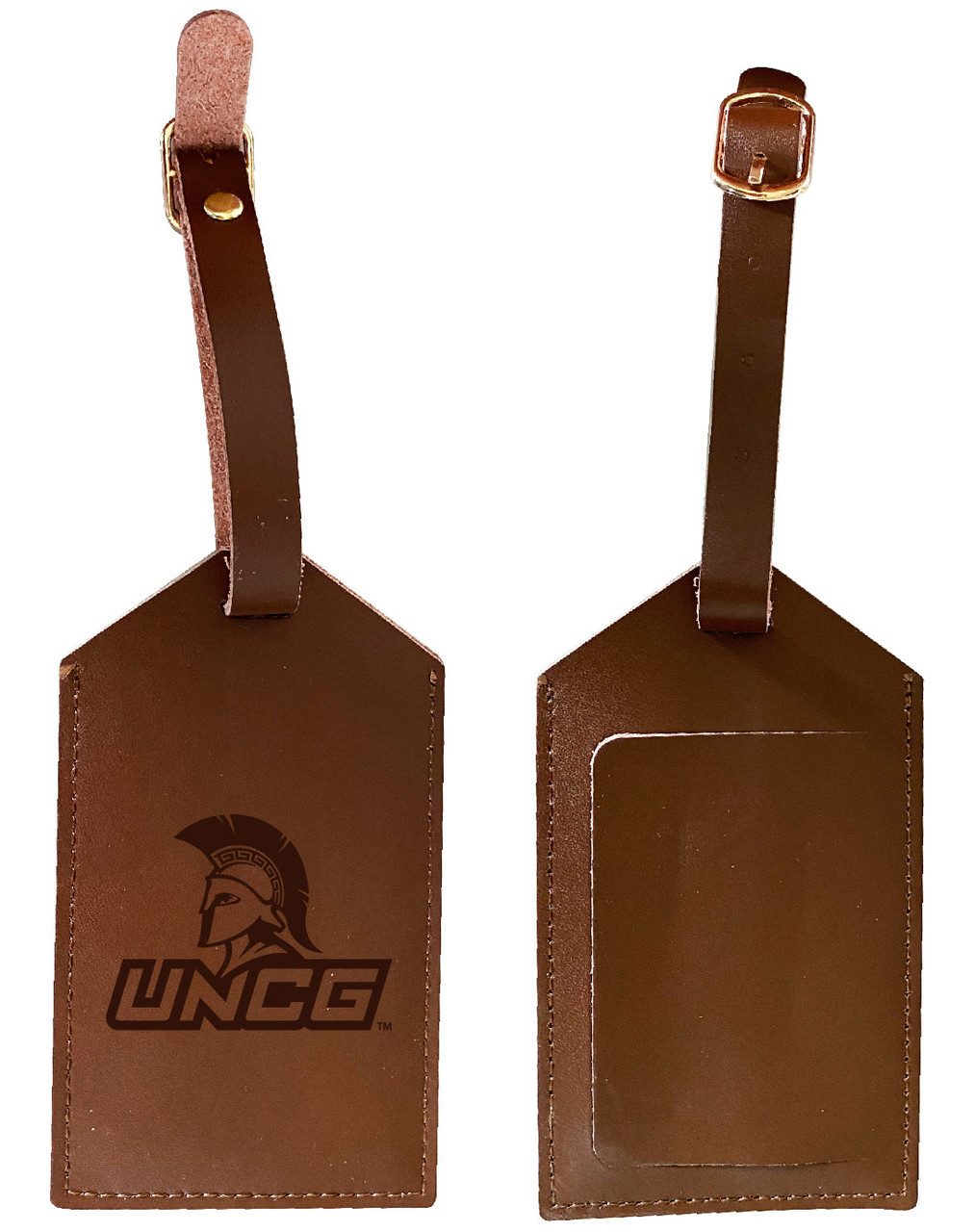 North Carolina Greensboro Spartans Leather Luggage Tag Engraved
