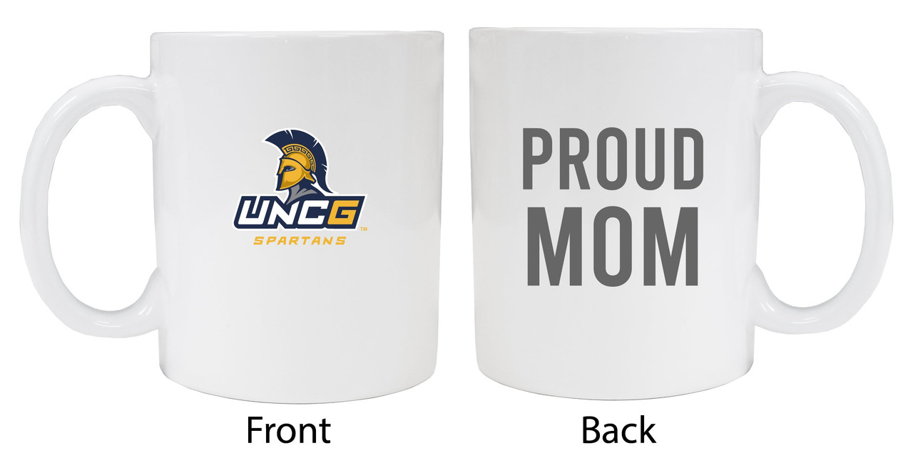 North Carolina Greensboro Spartans Proud Mom White Ceramic Coffee Mug 2-Pack (White).