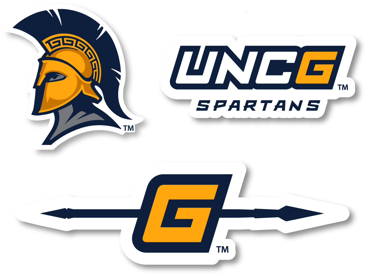 North Carolina Greensboro Spartans Vinyl Decal Sticker 3 Pack 4-Inch Each