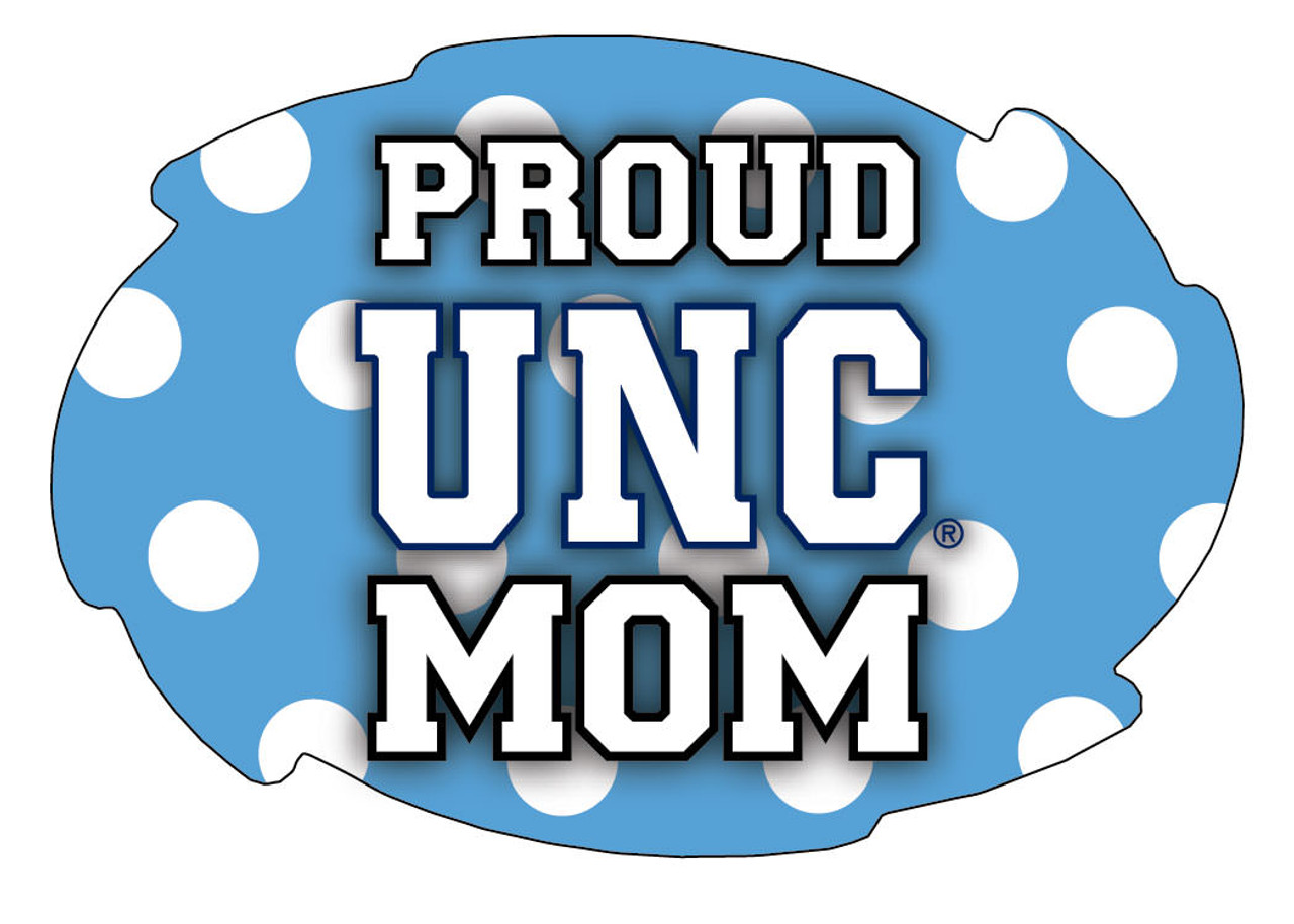 North Carolina UNC Tar Heels NCAA Collegiate Trendy Polka Dot Proud Mom 5" x 6" Swirl Decal Sticker