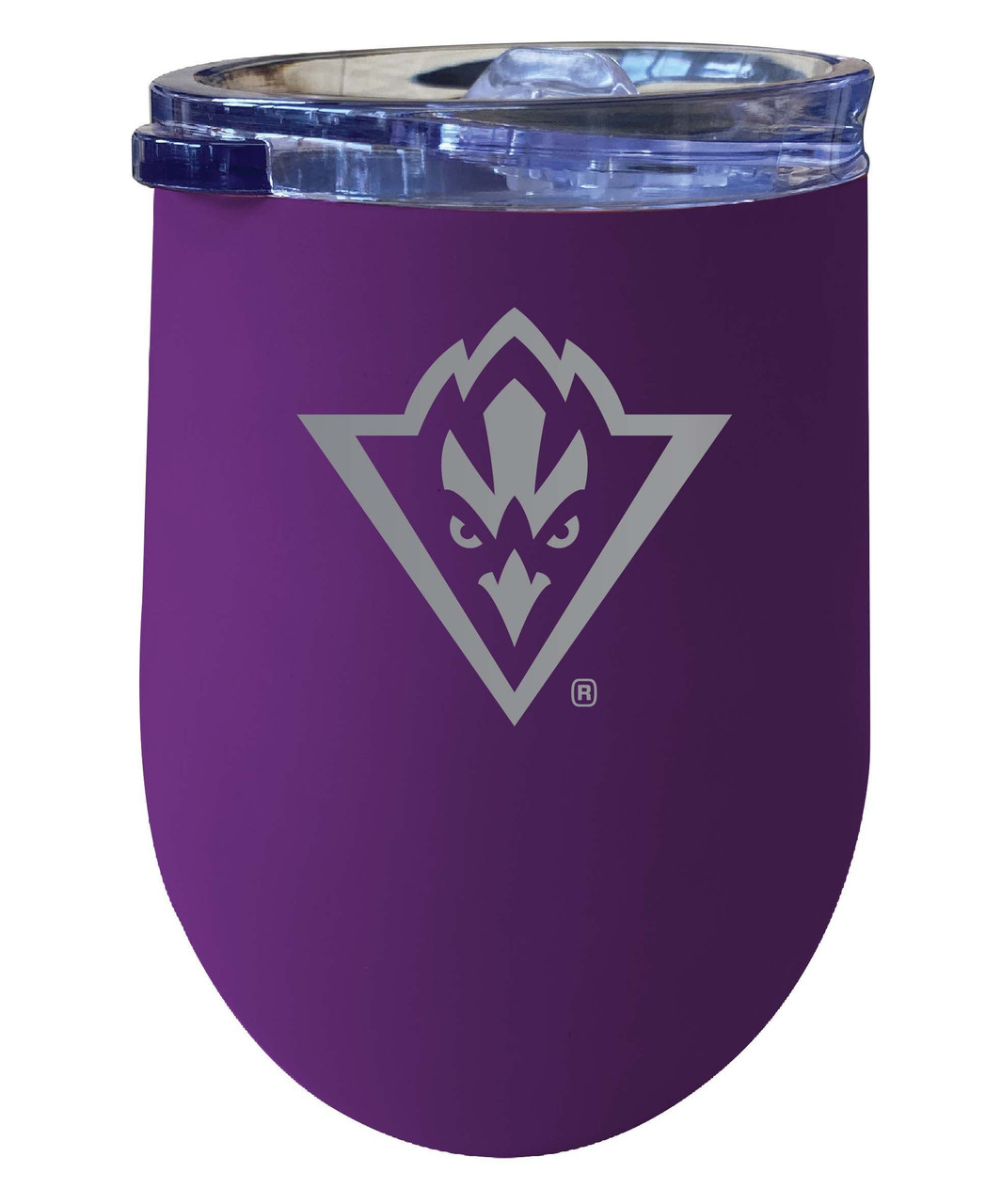 North Carolina Wilmington Seahawks 12 oz Etched Insulated Wine Stainless Steel Tumbler Purple