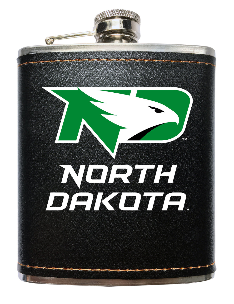 North Dakota Fighting Hawks Black Stainless Steel 7 oz Flask
