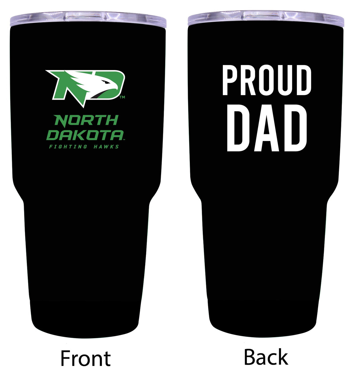 North Dakota Fighting Hawks Proud Dad 24 oz Insulated Stainless Steel Tumblers Choose Your Color.