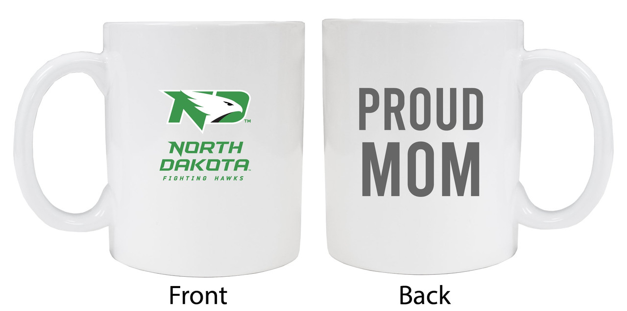 North Dakota Fighting Hawks Proud Mom White Ceramic Coffee Mug (White).