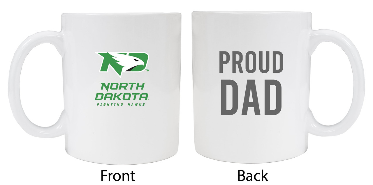 North Dakota Fighting HawksProud Dad White Ceramic Coffee Mug (White).