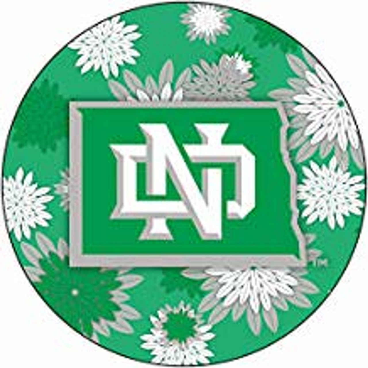 North Dakota NCAA Collegiate Trendy Floral Flower Fashion Pattern 4 Inch Round Decal Sticker