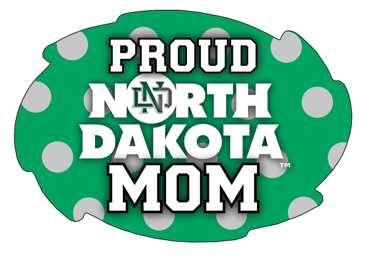 North Dakota NCAA Collegiate Trendy Polka Dot Proud Mom 5" x 6" Swirl Decal Sticker