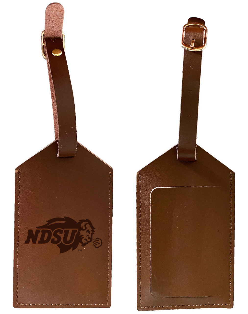 North Dakota State Bison Leather Luggage Tag Engraved