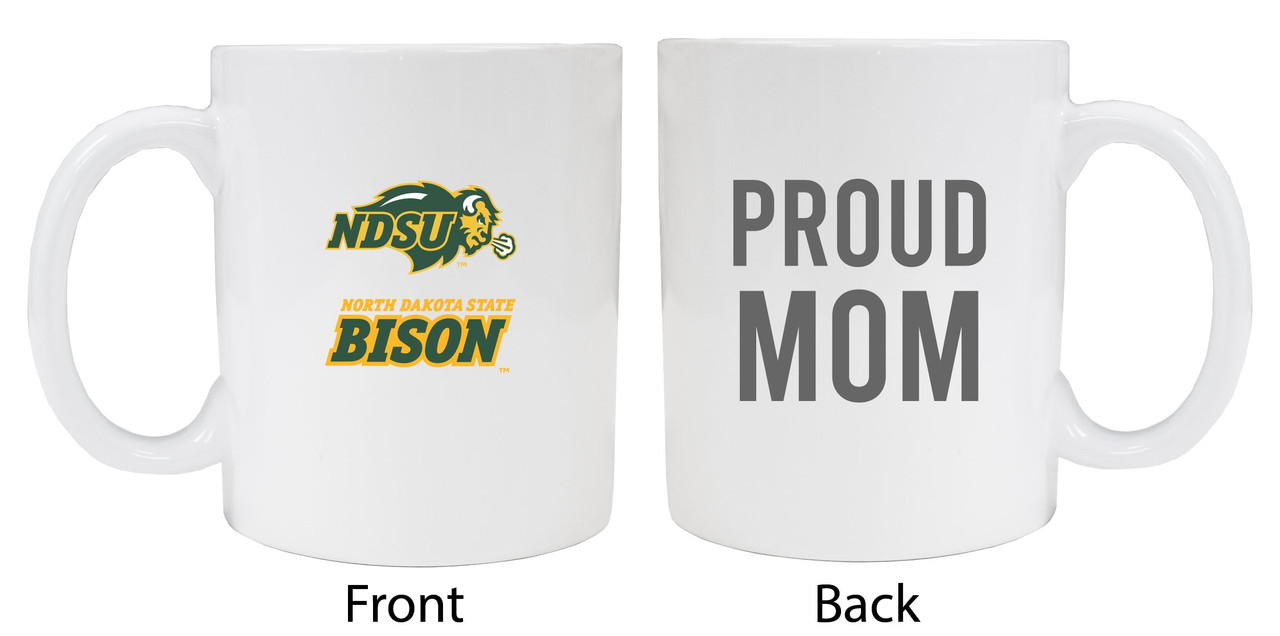 North Dakota State Bison Proud Mom White Ceramic Coffee Mug (White).