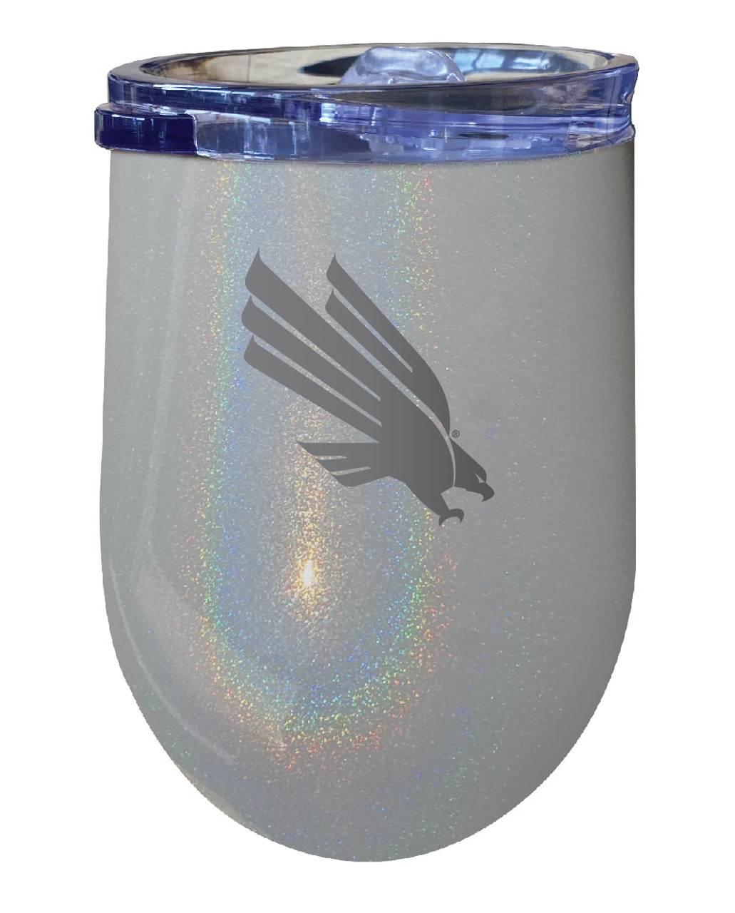 North Texas 12 oz Laser Etched Insulated Wine Stainless Steel Tumbler Rainbow Glitter Grey