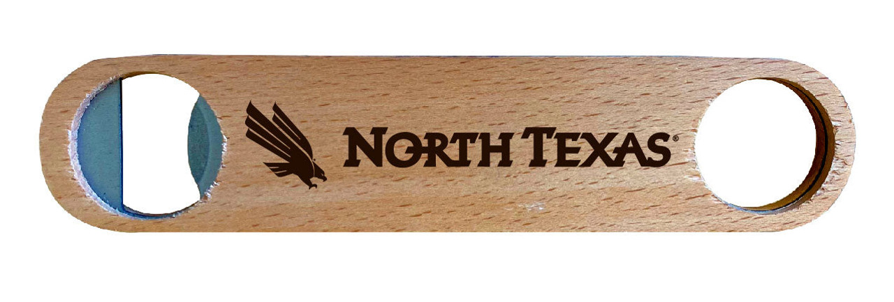 North Texas Laser Etched Wooden Bottle Opener College Logo Design