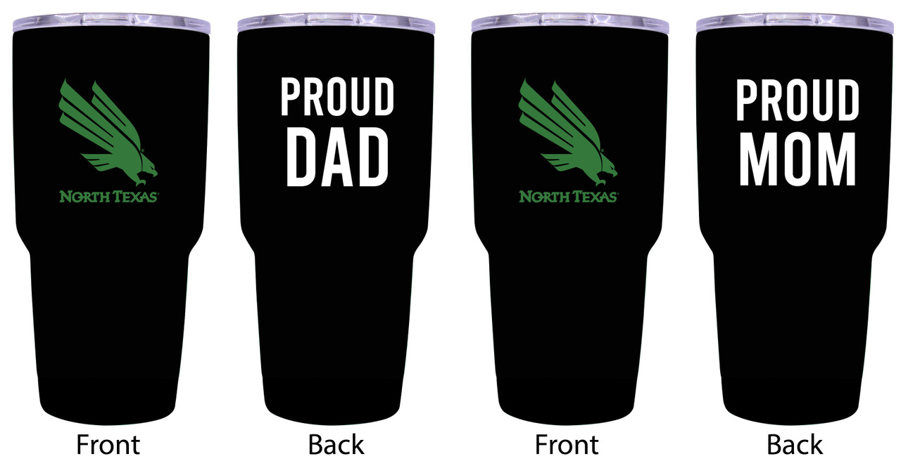 North Texas Proud Mom and Dad 24 oz Insulated Stainless Steel Tumblers 2 Pack Black.