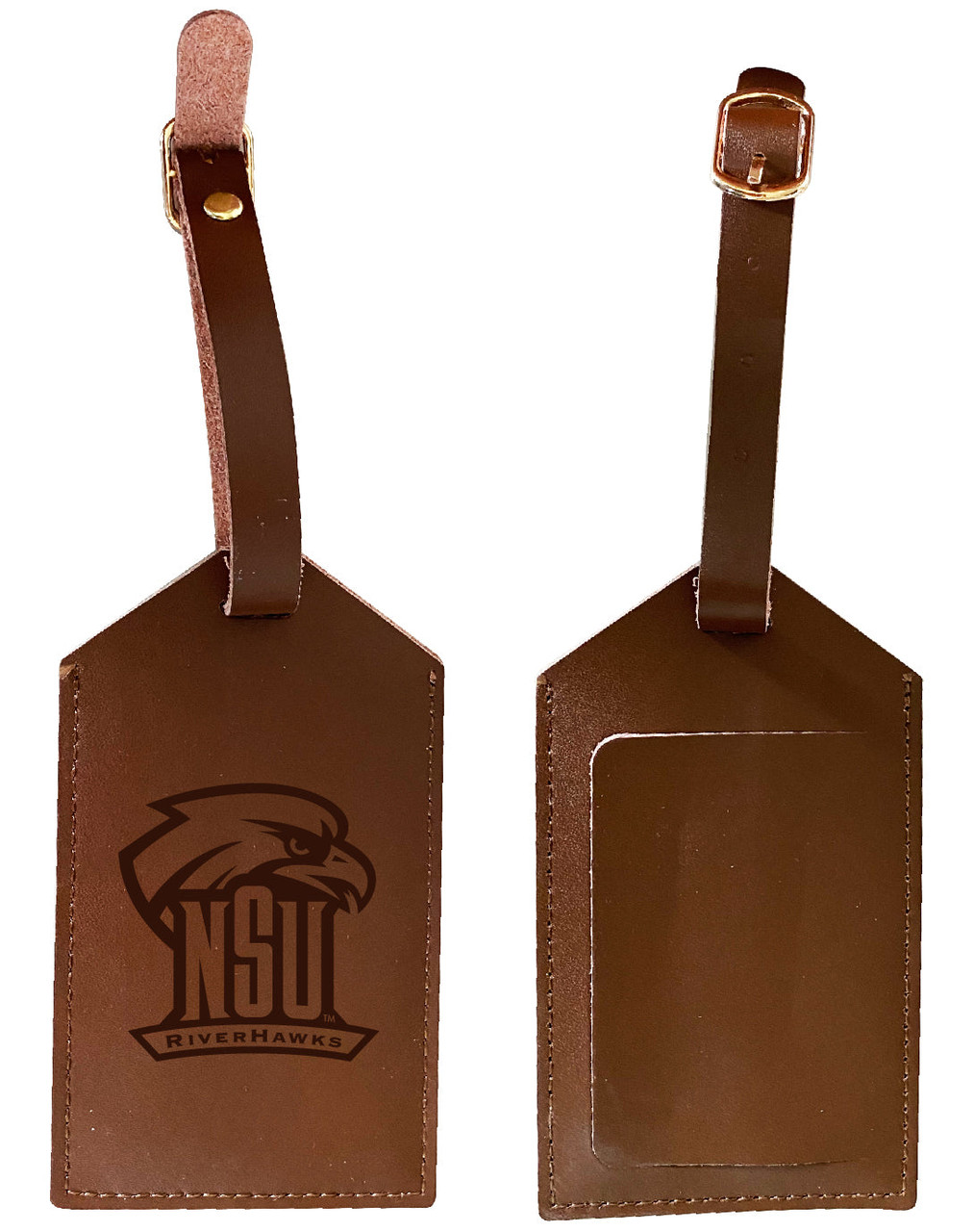 Northeastern State University Riverhawks Leather Luggage Tag Engraved