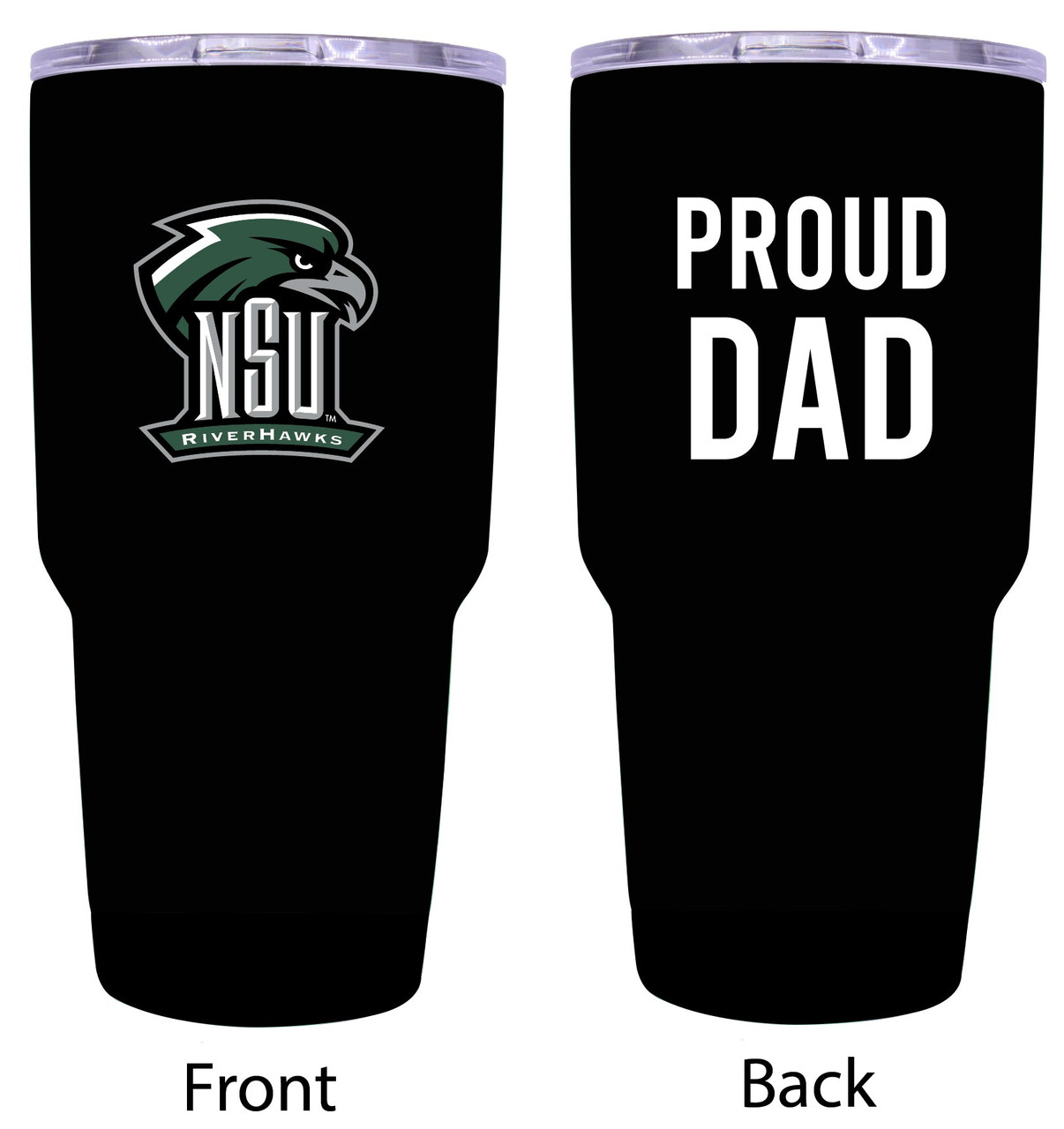 Northeastern State University Riverhawks Proud Dad 24 oz Insulated Stainless Steel Tumblers Black.