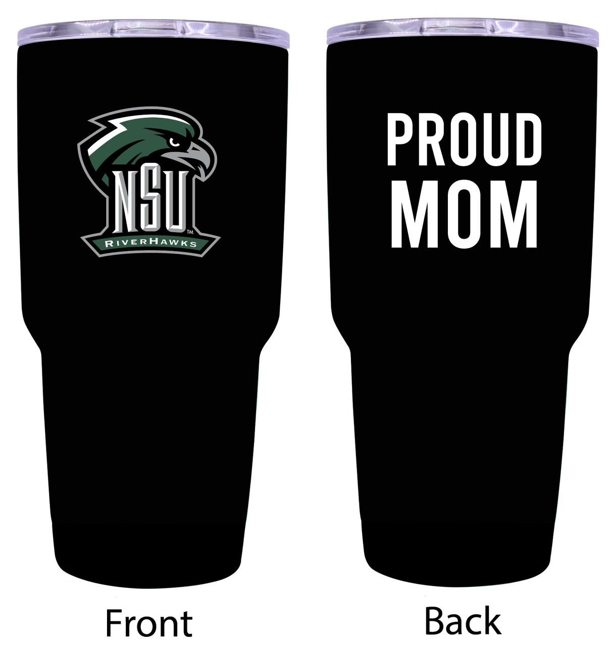 Northeastern State University Riverhawks Proud Mom 24 oz Insulated Stainless Steel Tumblers Black.