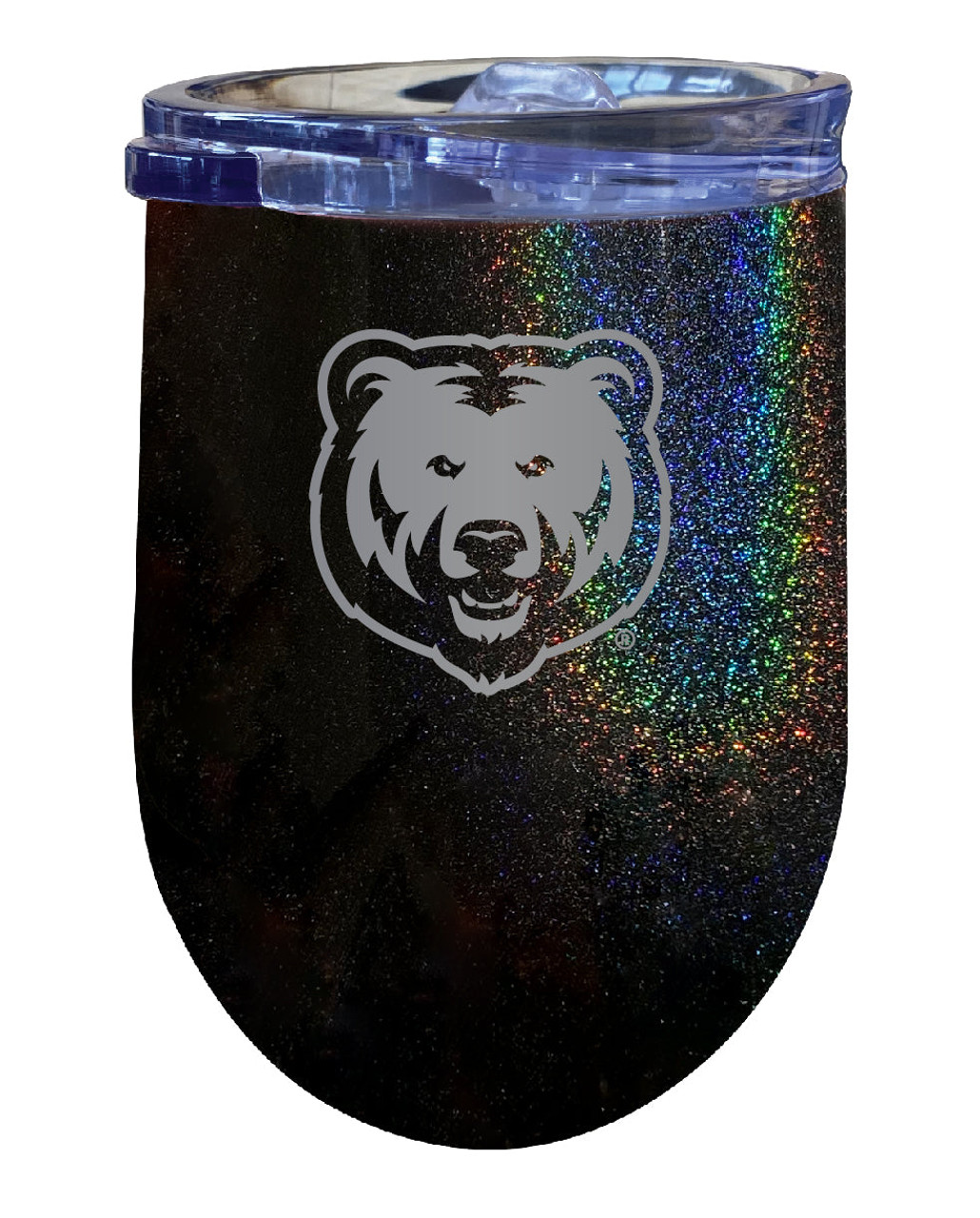 Northern Colorado Bears 12 oz Laser Etched Insulated Wine Stainless Steel Tumbler Rainbow Glitter Black