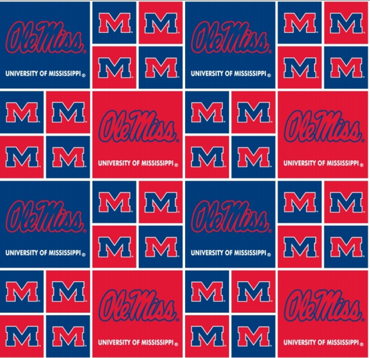 University of Mississippi Rebels Cotton Fabric with Geometric Print