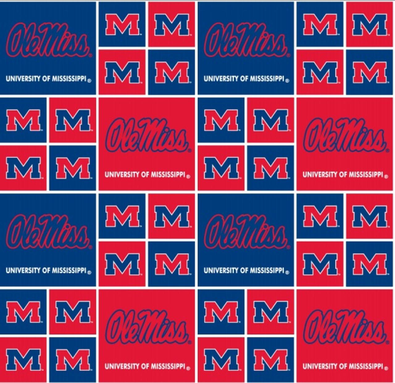 University of Mississippi Rebels Cotton Fabric with Geometric Print or Matching Solid Cotton Fabrics