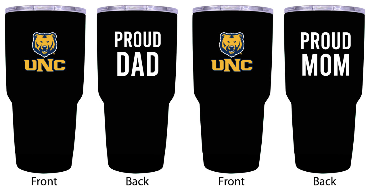 Northern Colorado Bears Proud Mom and Dad 24 oz Insulated Stainless Steel Tumblers 2 Pack Black.