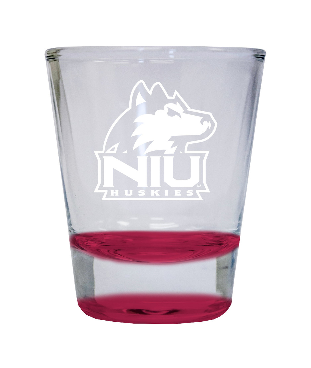 Northern Illinois Huskies Etched Round Shot Glass 2 oz Red