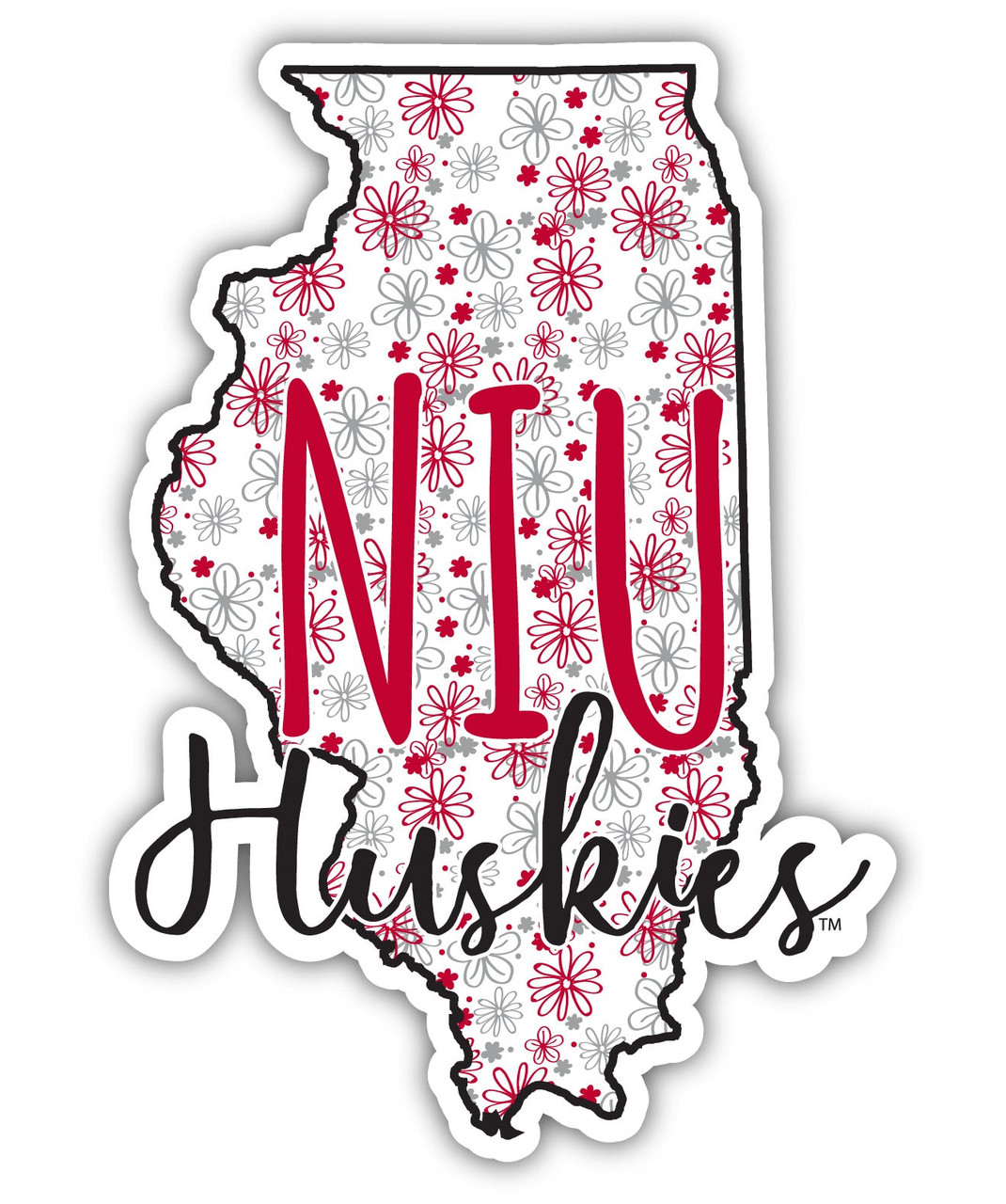 Northern Illinois Huskies Floral State Die Cut Decal 4-Inch