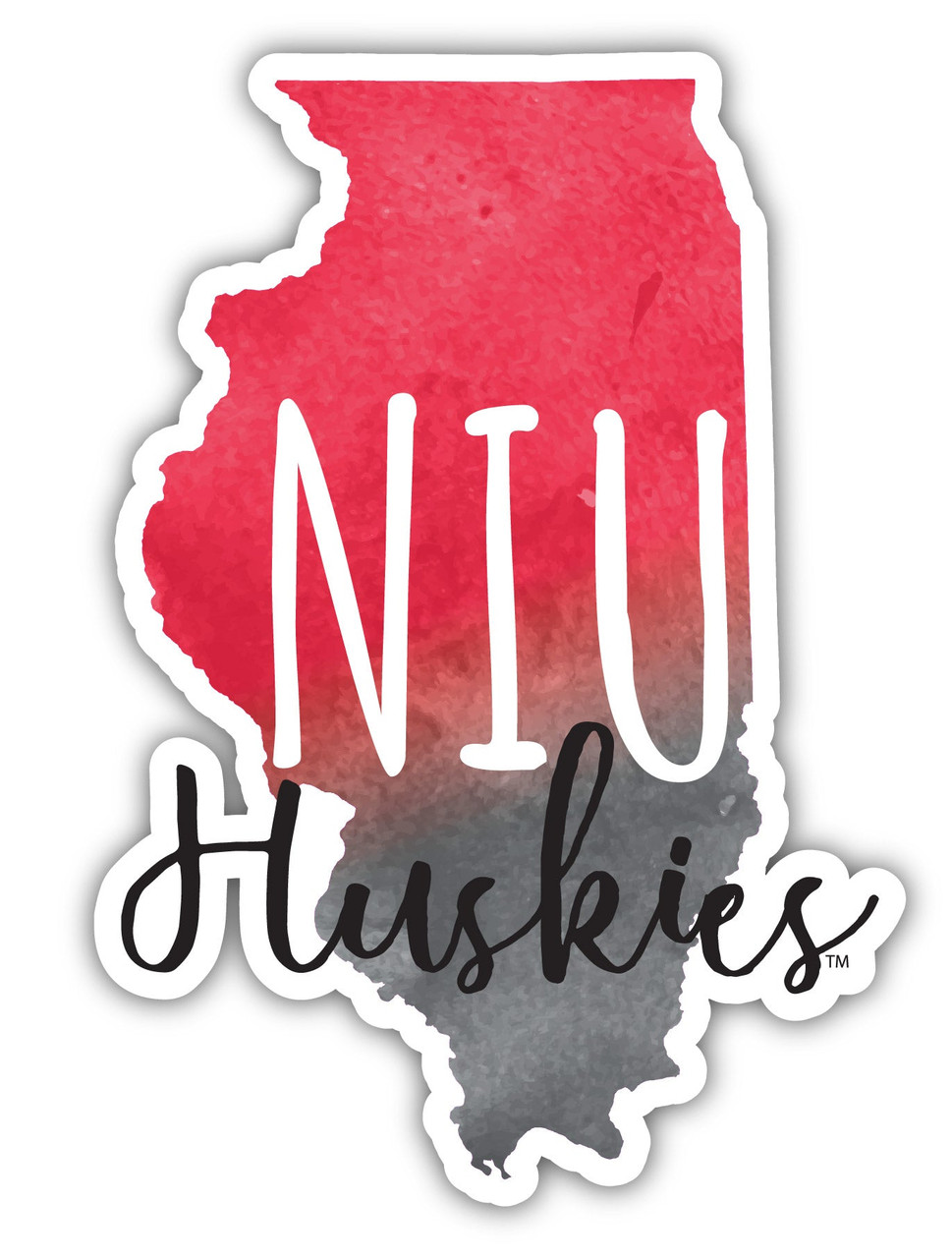 Northern Illinois Huskies Watercolor State Die Cut Decal 4-Inch